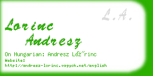 lorinc andresz business card